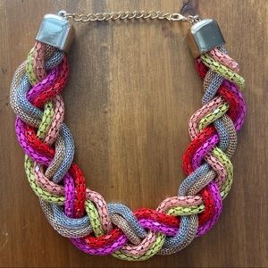 Multi colored braided statement necklace